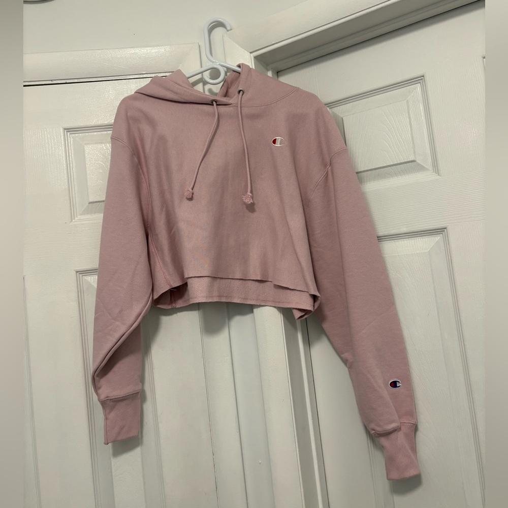 Champion Light Pink Cropped Hoodie